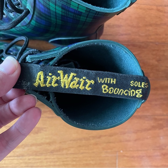 Dr. Martens Drench Black Watch Plaid Rubber Rain Boot Used Blue/Green - Picture 11 of 11